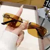 Óculos de Sol Sem Aro Moda Europeia e Americana Cor Degradê Tendência Quadrado Armação Pequena Óculos de Sol Femininos Óculos de Sol Anti-UV