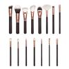 Nuevo juego de 15 brochas de maquillaje a cuadros rosas Cangzhou, herramientas de maquillaje con mango de madera oro rosa en stock al por mayor