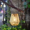 Lâmpada de gramado e jardim externa solar lâmpada de atmosfera de bambu e rattan lâmpada decorativa suspensa de varanda retrô chinesa luz noturna