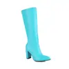 40-48 Comercio Exterior Transfronterizo talla extra Botas de Mujer Amazon AliExpress Tacón Grueso Punta Cremallera Lateral Botas Altas G563