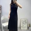 Vestido de punto de verano nuevo, sexy y elegante, negro, que revela la cintura, cuello redondo, sin mangas, para mujer, de alta gama, Nanyou, Shenzhen