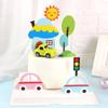 Copyright decoración de pastel de cumpleaños adorno para hornear casa pequeña árbol Sol conejo blanco decoración coche molino de viento inserción de tarjeta