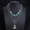 Collar de Turquesa Estilo Étnico Transfronterizo Europeo y Americano, Cadena para Clavícula de Mujer Moderna y Única, Joyería de Moda