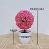 Bola de Nieve de Sakura Planta Artificial en Maceta Bola de Hierba Bonsái Árbol Pequeño Decoración para el Hogar Adorno Floral Mini Pequeña Bola Redonda Flor Artificial