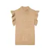Ins Moda Europeia e Americana Transfronteiriça 2026 Nova Moda Elegante Roupa Feminina Atacado Macio Casual Gola Alta Sem Mangas Tricô Colete