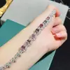 Pulsera de espinela natural de Birmania 5*6mm. Viaje diario con baño de plata de ley 925 e incrustación de oro de 18 quilates