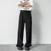 Pantalones casuales de verano para hombre, finos, modernos, fluidos, pantalones rectos de alta gama, estilo high street, pantalones largos anchos geniales negros