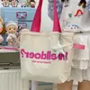 Nova Sacola de Compras Transfronteiriça Bolsa Tote de Lona Grande Capacidade Bolsa Feminina Estampa de Letras Bolsa de Ombro Único Bolsa de Mão para o Trabalho