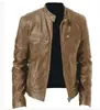 Amazon Export Chaqueta de Cuero para Hombre New Wish Nueva Chaqueta de PU Cuello Alto Ajustada Cremallera Chaqueta de Cuero G36883