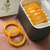 Pulseira Plana de Pedra Olho de Gato Dourado Pôr do Sol Natural, Pulseira de Vidro Transparente Cristalina, Presente de Aniversário para Melhor Amiga ou Namorada, Acessórios Hanfu