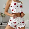 Europa e Estados Unidos cross-border venda quente casa roupas pit strip amor camisola pijamas mulheres podem usar calças terno de duas peças