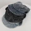 Gorra de pescador de mezclilla lavada de alta gama coreana con etiqueta colgante, otoño e invierno, adelgazante, suave y elegante, gorra de estilo periódico de mezclilla