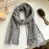 Bufanda de seda bordada floral de encaje blanco estilo coreano para mujer, fina y transpirable, versátil, elegante y con estilo, bufanda decorativa para el cuello para primavera y verano