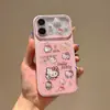 Capa de celular KT com desenho de gato para iPhone 18 Pro Max, Apple 17 Pro, com corrente, bordas arredondadas e design à prova de quedas, estilo fofo