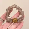 Elástico de cabelo de malha com estampa de leopardo de alta elasticidade, anel de cabelo de organza elegante e estiloso, acessório de cabelo para meninas