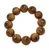 Pulseras de Madera de Durazno Natural con Patrones Tallados de Tai Chi y Cruz de Bagua, Cuentas de Oración de Madera Unisex, Al Por Mayor