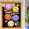 Pegatinas de moda para escaparates, calcomanías de caritas sonrientes, pegatinas electrostáticas para tiendas de ropa y salones de belleza, decoraciones creativas para ventanas