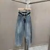 Conjunto de Duas Peças Moda Ins Estilo Coreano Primavera 2026: Jaqueta Jeans com Laço Cruzado, Cinto e Calça Reta