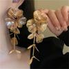 Pendientes de Cascada con Borlas Largas y Patas de Cuervo, Pasador de Plata, Flor de Diamante de Moda, Diseño Exagerado de Personalidad, Pendientes Elegantes