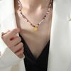 Collar colgante de diseño de cuentas hechas a mano con diseño de esmalte color cielo estrellado, personalidad de lujo ligero estilo francés, piedra natural gris espíritu azul, para mujer