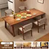 Mesa de Jantar Cor Nogueira para Casa Apartamento Pequeno Mesa de Jantar Retangular Simples Mesa de Restaurante Combinação de Mesa e Cadeiras para Restaurante