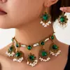 1 Conjunto de Pingentes Florais Brilhantes da Moda Retrô, Colar e Brincos Elegantes Femininos, Conjunto de Joias Femininas