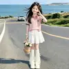 Conjunto Dulce de Moda para Niños Grandes, Estilo Delgado de Verano, Camisa Polo de Manga Corta de Dibujos Animados Dulces, Falda Linda, Conjunto de Dos Piezas