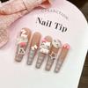 Nuevos adornos de manicura de Hello Kitty rosa con bonito lazo de dibujos animados, adornos de resina para uñas de gato Anxin, venta al por mayor