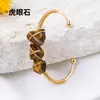 Runya Cristal Transfronterizo Piedra Cruda de Cristal Natural Pulsera Envuelta en Alambre Hecho a Mano Fábrica de Accesorios de Joyería de Cristal Envueltos en Alambre Venta al por Mayor
