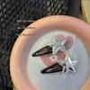 Crema Estrella de Cinco Puntas Tricolor Clip de Pico de Pato Ins Lindo y Dulce Corazón de Niña Clip Lateral Flequillo Clip de Estrella para el Cabello para Mujer