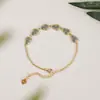 Yuebao Joias Jade Azul Água Prata Esterlina S925 Banhado a Ouro Padrão de Dentes Fulu Abóbora Pulseira de Prata Empilhada Novo Estilo Chinês Personalizado