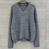 BORBOTIE Ropa de punto para mujer 2026 Otoño/Invierno Nuevo Suéter Bordado de Cuello V Mezcla de Lana Mohair BC