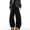 Nova Moda Primavera e Outono Retrô Americano Silhueta Sabre Jeans Casual Masculino Desconstruído Solto Perna Larga Calça Banana
