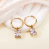 Pendientes de Zirconia de Alta Gama Tohm Moda Japonesa y Coreana Pendientes Sencillos Versátiles de Acero Inoxidable Color Ecológico Pendientes Antialérgicos para Mujer