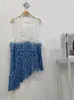 Vestido artístico azul tie-dye hecho a mano de Radix Isatidis de planta pura original, sobrecapas exteriores protectoras solares