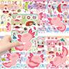 8 animales de dibujos animados salamandra ajolote Haz una cara pegatinas de cambio de cara cuenta manual DIY tarjeta funda de teléfono móvil