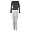Conjunto Personalizado de Roupas de Yoga Femininas Tamanho Europeu, Roupas Esportivas de Verão de Secagem Rápida, Conjunto de Duas Peças com Calça Longa e Manga Longa para Fitness Fábrica