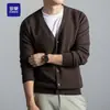 Cárdigan de Lana para Hombre Abrigo Delgado Suéter de Cuello en V Ropa Exterior Color Sólido Tejido Superior de Primavera y Otoño para Hombre Tendencia