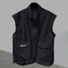 Camiseta Sem Manga com Gola Vertical para Primavera e Outono Masculina Estilo Coreano Moda Tendência Ripper Bonito Tooling Bolso Tridimensional Colete para Usar por Cima
