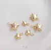 Pingente de Estrela de Cinco Pontas Tridimensional Brilhante Preserva Cor Preenchido com Ouro 14K Pingente de Joia para Pulseira Colar DIY Feito à Mão Acessório Feito à Mão