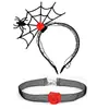 Set de Diadema y Collar para Halloween, Diadema de Telaraña, Accesorios Festivos para Fiesta, Pasadores, Accesorios Populares para el Cabello para Tomar Fotos