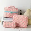 Nova Bolsa Feminina Acolchoada de Armazenamento Grande Capacidade Doce Estudante Portátil Bolsa de Mão Macia Necessaire