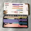 Conjunto de Seis Peças de Faca de Bainha de Palha de Trigo em Aço Inoxidável Conjunto de Seis Peças de Faca de Bainha Cor Macaron Conjunto de Seis Peças de Facas de Cozinha Faca Pintada por Spray Conjunto de Seis Peças