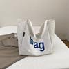 Nueva Moda Bolso de Hombro de Gran Capacidad Bolso de Lona Bolso Tote para Mujer Casual para Compras Bolso Pequeño Fresco con Estampado de Letras