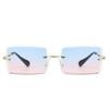 Nuevos Lentes de Sol Cuadrados sin Montura de Borde Cortado Personalizados de Moda Tendencia Moda Europea y Americana Popular Estilo Callejero Lentes de Sol Degradados