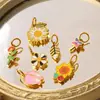 Série de Pingentes de Plantas Pequenas Frescas com Gotejamento de Óleo Transfronteiriços Europeus e Americanos Flor de Cacto Abelha DIY Acessórios de Joias Versáteis