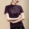 Camiseta Importada de Alta Qualidade em Tencel Lenzing de Manga Curta para Mulheres, Novo Estilo de Primavera, Emagrecedora, Simples, Top Vermelho Angorá com Gola Redonda