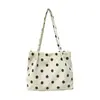 2026 Nuevo Bolso de Mano Estilo Coreano de Lunares Gran Capacidad Bolso de Hombro para Viajes de Negocios Pana Retro Bolso de Mano Versátil para Mujer