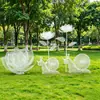 Escultura de flor hueca de acero inoxidable adorno de loto para jardín exterior decoración de paisaje de fuente de agua de patio de parque
