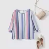 2026 Amazon Transfronterizo Ropa de Mujer Verano Nueva Moda Estampado de Rayas Camisa Holgada Top Casual para Mujer